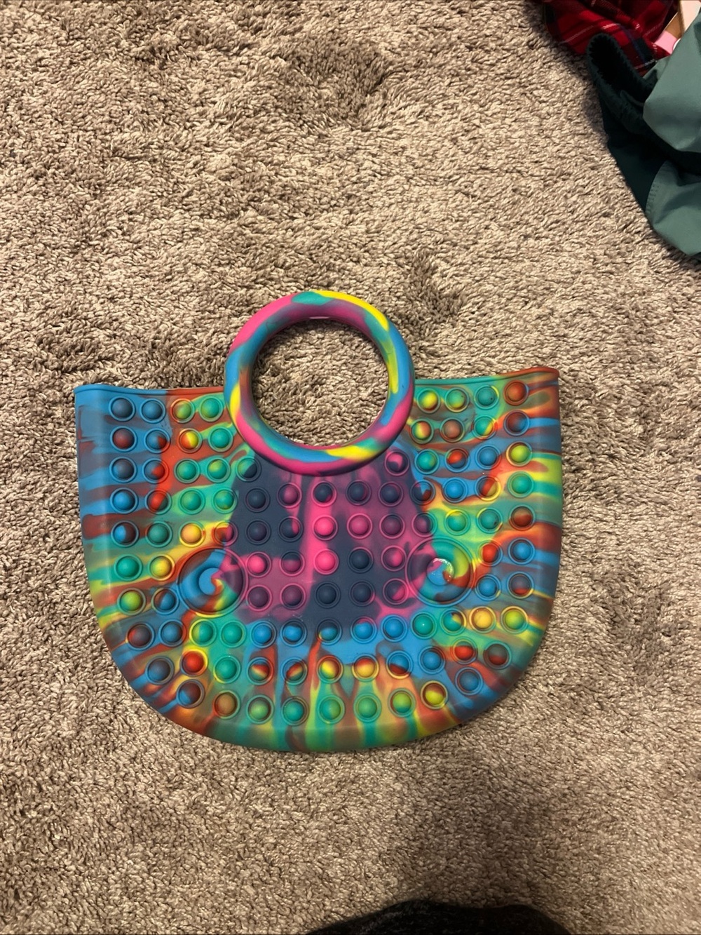Colorful Rainbow Pop-It Silicone Tote Bag - Multicolor